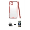 MARSİLYAN™- iPhone 11 Pro Max Kılıf Atlas Asil Serisi - Siyah 34D Hayalet Izgaralı Cam + Kamera Lens Koruma Cam - SF