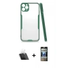 MARSİLYAN™- iPhone 11 Pro Max Kılıf Atlas Asil Serisi - Siyah 34D Hayalet Izgaralı Cam + Kamera Lens Koruma Cam - SF