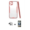 MARSİLYAN™- iPhone 11 Pro Max Kılıf Atlas Asil Serisi - Siyah 34D Hayalet Izgaralı Cam + Pers Alüminyum Kamera Lens - SH