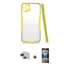 MARSİLYAN™- iPhone 11 Pro Max Kılıf Atlas Asil Serisi - Siyah 34D Hayalet Izgaralı Cam + Pers Alüminyum Kamera Lens - SH