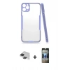 MARSİLYAN™- iPhone 11 Pro Max Kılıf Atlas Asil Serisi - Siyah 34D Hayalet Izgaralı Cam + Pers Alüminyum Kamera Lens - SH