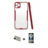 MARSİLYAN™- iPhone 11 Pro Max Kılıf Atlas Asil Serisi - Siyah 34D Hayalet Izgaralı Cam + Rainbow Kamera Lens Koruma Cam - YL