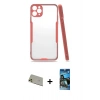 MARSİLYAN™- iPhone 11 Pro Max Kılıf Atlas Asil Serisi - Siyah 34D Izgaralı Cam + Rainbow Kamera Lens Koruma Cam - GD
