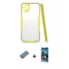 MARSİLYAN™- iPhone 11 Pro Max Kılıf Atlas Asil Serisi - Siyah 34D Izgaralı Cam + Shine Kamera Lens Koruma Cam - GS