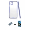 MARSİLYAN™- iPhone 11 Pro Max Kılıf Atlas Asil Serisi - Siyah 34D Izgaralı Cam + Metal Kamera Lens Koruma Cam - MI
