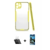 MARSİLYAN™- iPhone 11 Pro Max Kılıf Atlas Asil Serisi - Siyah 34D Izgaralı Cam + Kamera Lens Koruma Cam - SF