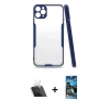 MARSİLYAN™- iPhone 11 Pro Max Kılıf Atlas Asil Serisi - Siyah 34D Izgaralı Cam + Kamera Lens Koruma Cam - SF