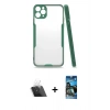 MARSİLYAN™- iPhone 11 Pro Max Kılıf Atlas Asil Serisi - Siyah 34D Izgaralı Cam + Kamera Lens Koruma Cam - SF