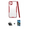 MARSİLYAN™- iPhone 11 Pro Max Kılıf Atlas Asil Serisi - Siyah 34D Izgaralı Cam + Kamera Lens Koruma Cam - SF
