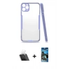 MARSİLYAN™- iPhone 11 Pro Max Kılıf Atlas Asil Serisi - Siyah 34D Izgaralı Cam + Kamera Lens Koruma Cam - SF