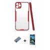 MARSİLYAN™- iPhone 11 Pro Max Kılıf Atlas Asil Serisi - Siyah 34D Izgaralı Cam + Shine Kamera Lens Koruma Cam - GI