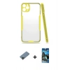 MARSİLYAN™- iPhone 11 Pro Max Kılıf Atlas Asil Serisi - Siyah 34D Izgaralı Cam + Shine Kamera Lens Koruma Cam - SH