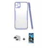MARSİLYAN™- iPhone 11 Pro Max Kılıf Atlas Asil Serisi - Siyah 34D Izgaralı Cam + Pers Alüminyum Kamera Lens - SH