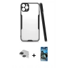MARSİLYAN™- iPhone 11 Pro Max Kılıf Atlas Asil Serisi - Siyah 34D Izgaralı Cam + Pers Alüminyum Kamera Lens - SH