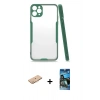 MARSİLYAN™- iPhone 11 Pro Max Kılıf Atlas Asil Serisi - Siyah 34D Izgaralı Cam + Renkli Kamera Lens Koruma Cam - TU
