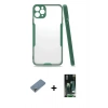 MARSİLYAN™- iPhone 11 Pro Max Kılıf Atlas Asil Serisi - Siyah 360 Mat Full Body Arka Koruyucu + Metal Kamera Lens Koruma Cam - GS