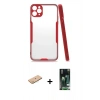 MARSİLYAN™- iPhone 11 Pro Max Kılıf Atlas Asil Serisi - Siyah 360 Mat Full Body Arka Koruyucu + Renkli Kamera Lens Koruma Cam - PE