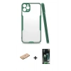 MARSİLYAN™- iPhone 11 Pro Max Kılıf Atlas Asil Serisi - Siyah 360 Mat Full Body Arka Koruyucu + Renkli Kamera Lens Koruma Cam - PE