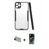 MARSİLYAN™- iPhone 11 Pro Max Kılıf Atlas Asil Serisi - Siyah 360 Mat Full Body Arka Koruyucu + Rainbow Kamera Lens Koruma Cam - YL