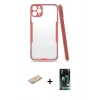 MARSİLYAN™- iPhone 11 Pro Max Kılıf Atlas Asil Serisi - Siyah 360 Mat Full Body Arka Koruyucu + Renkli Kamera Lens Koruma Cam - YL