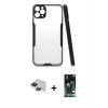 MARSİLYAN™- iPhone 11 Pro Max Kılıf Atlas Asil Serisi - Siyah 360 Mat Full Body Arka Koruyucu + Pers Alüminyum Kamera Lens - SH