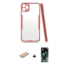 MARSİLYAN™- iPhone 11 Pro Max Kılıf Atlas Asil Serisi - Siyah 360 Mat Full Body Arka Koruyucu + Renkli Kamera Lens Koruma Cam - TU