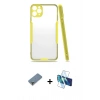 MARSİLYAN™- iPhone 11 Pro Max Kılıf Atlas Asil Serisi - Siyah 3D Antistatik Cam Ekran Koruyucu + Metal Kamera Lens Koruma Cam - GD