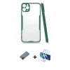 MARSİLYAN™- iPhone 11 Pro Max Kılıf Atlas Asil Serisi - Siyah 3D Antistatik Cam Ekran Koruyucu + Metal Kamera Lens Koruma Cam - MI