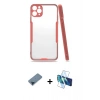 MARSİLYAN™- iPhone 11 Pro Max Kılıf Atlas Asil Serisi - Siyah 3D Antistatik Cam Ekran Koruyucu + Metal Kamera Lens Koruma Cam - MI