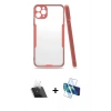 MARSİLYAN™- iPhone 11 Pro Max Kılıf Atlas Asil Serisi - Siyah 3D Antistatik Cam Ekran Koruyucu + Kamera Lens Koruma Cam - SF