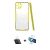 MARSİLYAN™- iPhone 11 Pro Max Kılıf Atlas Asil Serisi - Siyah 3D Antistatik Cam Ekran Koruyucu + Kamera Lens Koruma Cam - SF