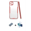 MARSİLYAN™- iPhone 11 Pro Max Kılıf Atlas Asil Serisi - Siyah 3D Antistatik Cam Ekran Koruyucu + Shine Kamera Lens Koruma Cam - GS