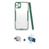 MARSİLYAN™- iPhone 11 Pro Max Kılıf Atlas Asil Serisi - Siyah 3D Antistatik Cam Ekran Koruyucu + Pers Alüminyum Kamera Lens - YL