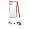MARSİLYAN™- iPhone 11 Pro Max Kılıf Atlas Asil Serisi - Siyah 3D Antistatik Cam Ekran Koruyucu + Pers Alüminyum Kamera Lens - YL