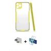 MARSİLYAN™- iPhone 11 Pro Max Kılıf Atlas Asil Serisi - Siyah 3D Antistatik Cam Ekran Koruyucu + Pers Alüminyum Kamera Lens - YL