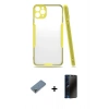 MARSİLYAN™- iPhone 11 Pro Max Kılıf Atlas Asil Serisi - Siyah 3D Antistatik Hayalet Cam Ekran Koruyucu + Metal Kamera Lens Koruma Cam - AKYL