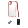 MARSİLYAN™- iPhone 11 Pro Max Kılıf Atlas Asil Serisi - Siyah 3D Antistatik Hayalet Cam Ekran Koruyucu + Metal Kamera Lens Koruma Cam - AKYL