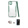 MARSİLYAN™- iPhone 11 Pro Max Kılıf Atlas Asil Serisi - Siyah 3D Antistatik Hayalet Cam Ekran Koruyucu + Pers Alüminyum Kamera Lens - KI