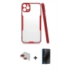 MARSİLYAN™- iPhone 11 Pro Max Kılıf Atlas Asil Serisi - Siyah 3D Antistatik Hayalet Cam Ekran Koruyucu + Pers Alüminyum Kamera Lens - KI
