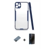 MARSİLYAN™- iPhone 11 Pro Max Kılıf Atlas Asil Serisi - Siyah 3D Antistatik Hayalet Cam Ekran Koruyucu + Metal Kamera Lens Koruma Cam - SH