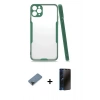 MARSİLYAN™- iPhone 11 Pro Max Kılıf Atlas Asil Serisi - Siyah 3D Antistatik Hayalet Cam Ekran Koruyucu + Metal Kamera Lens Koruma Cam - SH
