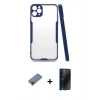 MARSİLYAN™- iPhone 11 Pro Max Kılıf Atlas Asil Serisi - Siyah 3D Antistatik Hayalet Cam Ekran Koruyucu + Metal Kamera Lens Koruma Cam - MI