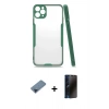 MARSİLYAN™- iPhone 11 Pro Max Kılıf Atlas Asil Serisi - Siyah 3D Antistatik Hayalet Cam Ekran Koruyucu + Metal Kamera Lens Koruma Cam - MI