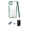 MARSİLYAN™- iPhone 11 Pro Max Kılıf Atlas Asil Serisi - Siyah 3D Antistatik Hayalet Cam Ekran Koruyucu + Shine Kamera Lens Koruma Cam - PE