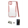 MARSİLYAN™- iPhone 11 Pro Max Kılıf Atlas Asil Serisi - Siyah 3D Antistatik Hayalet Cam Ekran Koruyucu + Rainbow Kamera Lens Koruma Cam - YL