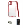 MARSİLYAN™- iPhone 11 Pro Max Kılıf Atlas Asil Serisi - Siyah 3D Antistatik Hayalet Cam Ekran Koruyucu + Rainbow Kamera Lens Koruma Cam - YL