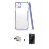 MARSİLYAN™- iPhone 11 Pro Max Kılıf Atlas Asil Serisi - Siyah 3D Antistatik Hayalet Cam Ekran Koruyucu + Pers Alüminyum Kamera Lens - YL