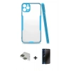 MARSİLYAN™- iPhone 11 Pro Max Kılıf Atlas Asil Serisi - Siyah 3D Antistatik Hayalet Cam Ekran Koruyucu + Pers Alüminyum Kamera Lens - YL