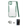 MARSİLYAN™- iPhone 11 Pro Max Kılıf Atlas Asil Serisi - Siyah 3D Antistatik Hayalet Cam Ekran Koruyucu + Pers Alüminyum Kamera Lens - YL