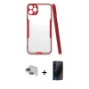 MARSİLYAN™- iPhone 11 Pro Max Kılıf Atlas Asil Serisi - Siyah 3D Antistatik Hayalet Cam Ekran Koruyucu + Pers Alüminyum Kamera Lens - YL